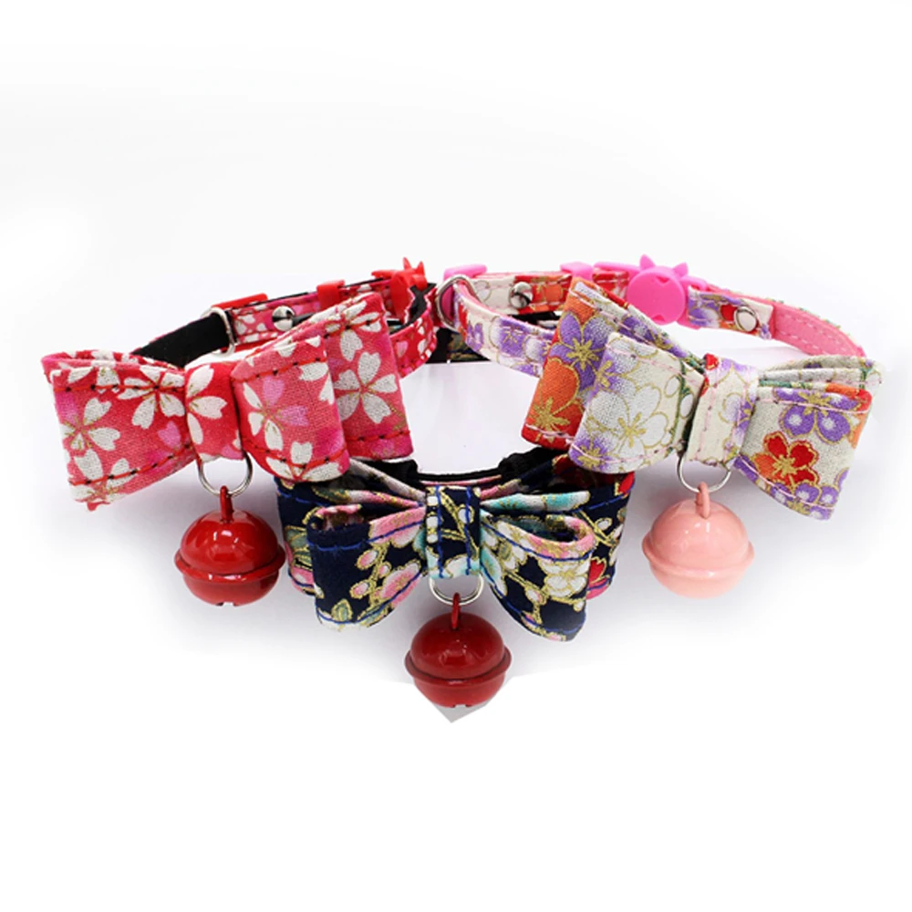 

Pet Cat Cat Bowknot Collar With Bell Kitten Necklace Flower Decoration Pets Accessories For Small Medium Dropship