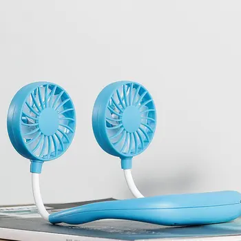 

USB Double Head Hanging Neck Quiet Portable Handheld Electric Fan Air Conditioner Cooler Cooling Fan Summer Desk Table Home Use