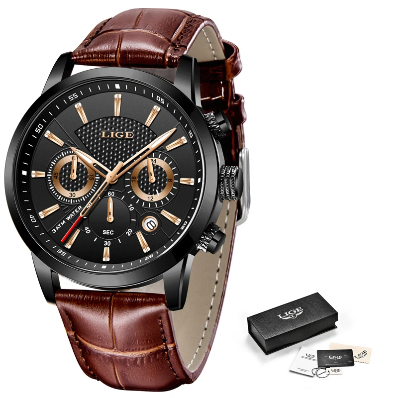 LIGE Fashion Men's Watches Top Brand Luxury Business Watch Man Sport Quartz Chronograph Waterproof Wristwatch Male Reloj Hombre 