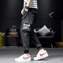 Kiho World, новинка, Стильный комбинезон, мужские повседневные штаны длиной до щиколотки, штаны, много карманов, обтягивающие штаны, мужские