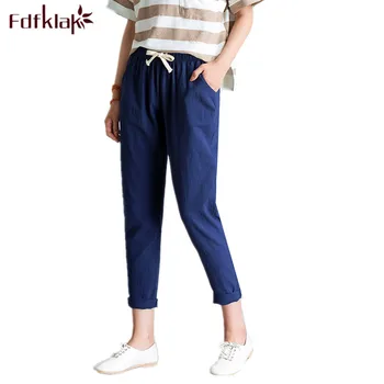 

Cotton linen women pants spring autumn pencil pant thin summer trousers women ankle-length pant casual ladies streetwear pants
