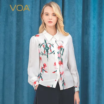 

VOA white 40mm silk heavy weight Begonia mosaic dark pattern Polo wine red arch needle tight Long Sleeve Shirt B9198