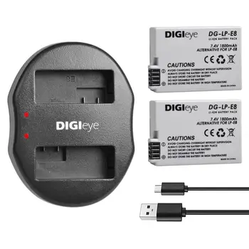 

2X 1800mAh LP-E8 LPE8 LP E8 Battery + Dual USB Charger for Canon Rebel T3i T2i T4i T5i EOS 600D 550D 650D 700D Kiss X5 X4 X6