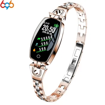 

696 H8C Smart Watch Women Lady Smartwatch Bracelet Fashion Wear Stainless Steel Strap Jewel Watch Business Formal smart band