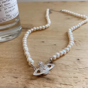 

VA-108 Planet pearl short necklace female 925 sterling silver jewelry niche ins style luxury choker birthday gift