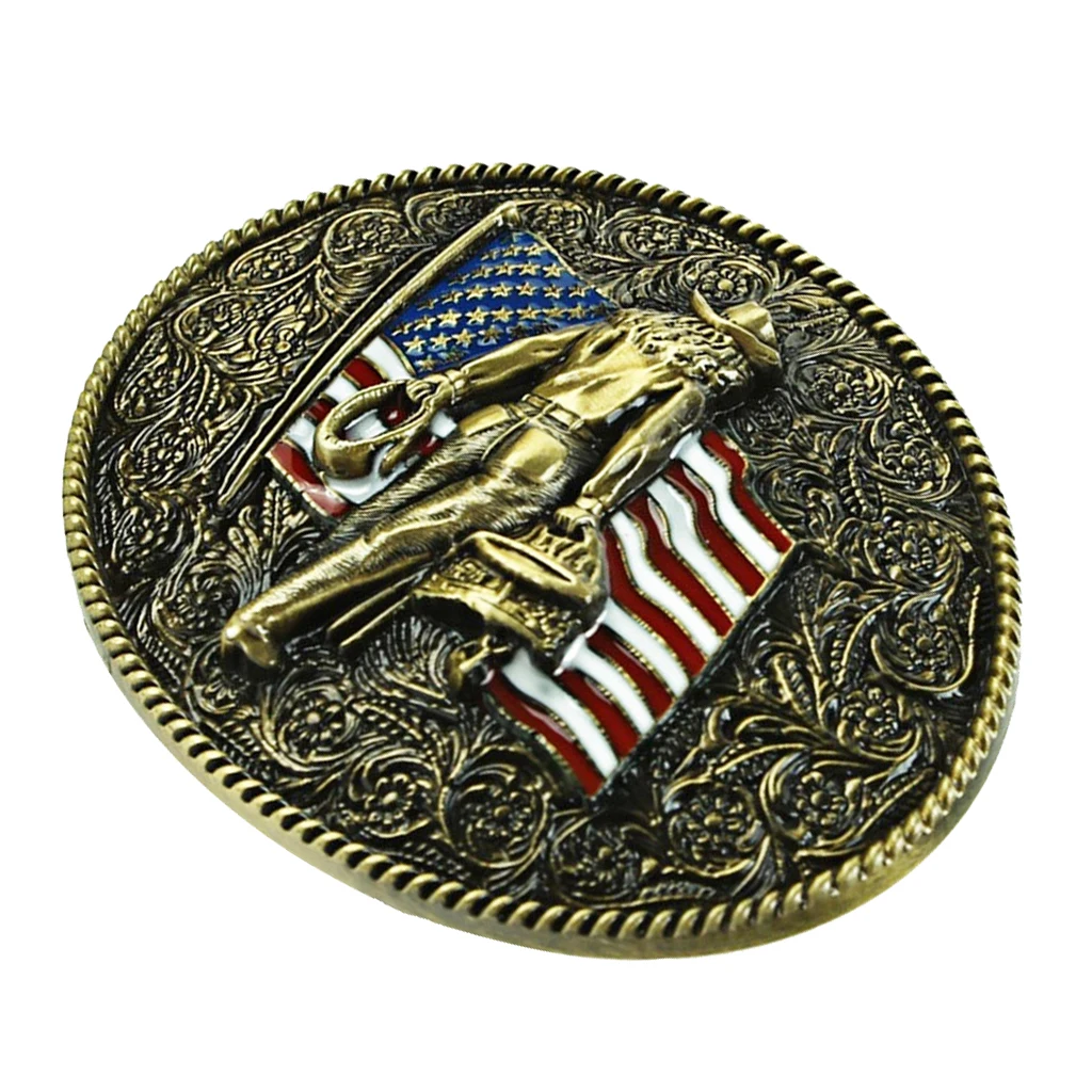 Exquisite Bronze Embossed Stars And Bands With Belt Buckle Retro Knight |