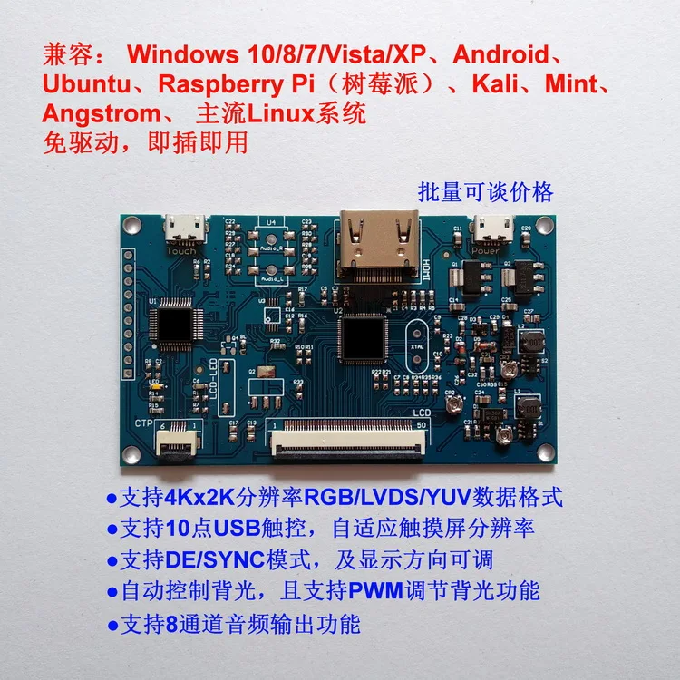Мультимедийный интерфейс высокой четкости для RGB/LVDS/YUV плата драйвера ЖК-дисплея