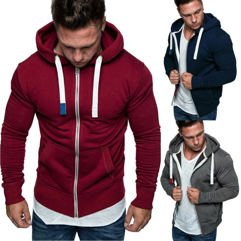 Hooded Warm Sport Mens Tops Jacket Coat Pullover Sweatshirt Hoodie Fleece Casual 