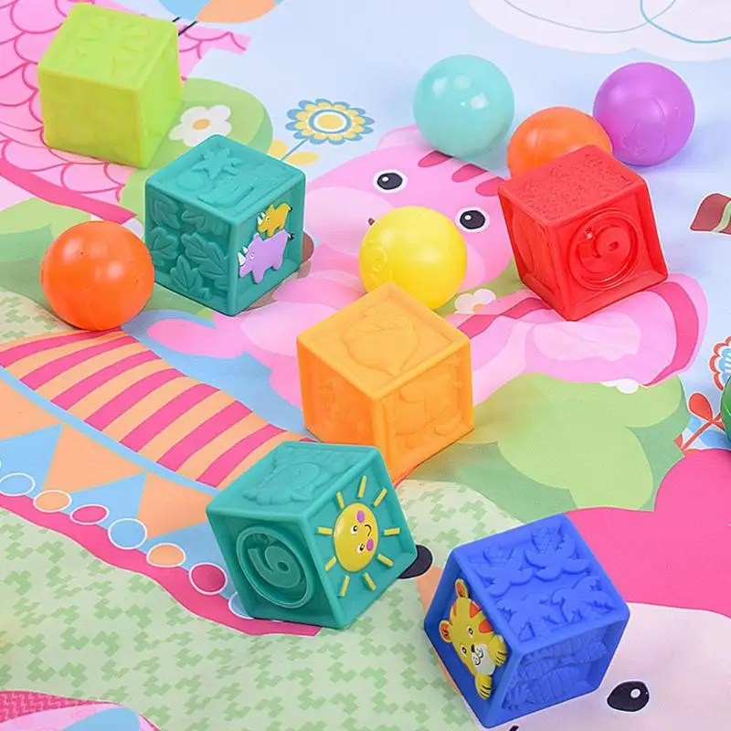 Детские захватывающие строительные блоки разминание игрушки экологически чистые нетоксичные квадратные эмалированные животные сжимаемые Прорезыватели детские игрушки-головоломки
