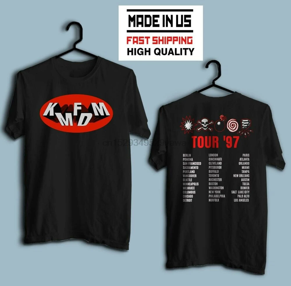 Buy KMFDM TOUR 97 RARE BLACK Mens T-Shirt Us 100 % Cotton in