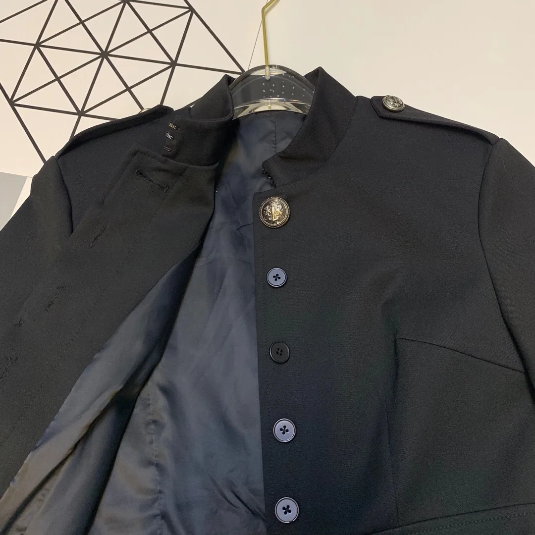 New Arrival Spring Women Clothes Fashion Asymmetrical High Waist Skirt Jacket Elegant Office Ladies Black Blazer