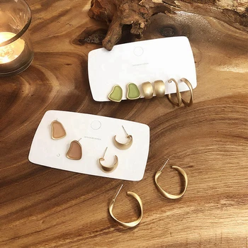 

"Fashion Korean Dripping Oil Hoop Earrings Simpe Geometric Matte Metal Circle Earrings For Women Girls Fashion accesorios mujer