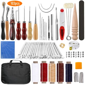 

Leather Saddle Making Kit Leather Craft Hand Tools Kit for Hand Sewing Stitching Stamping Saddle Making Leather Working Tools
