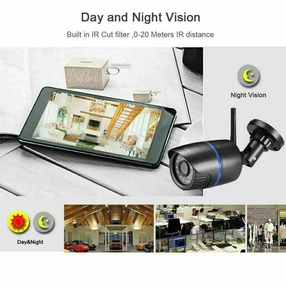 Wireless WIFI IP Camera 1080P TF Network Cam CCTV In//Outdoor Security IR Night