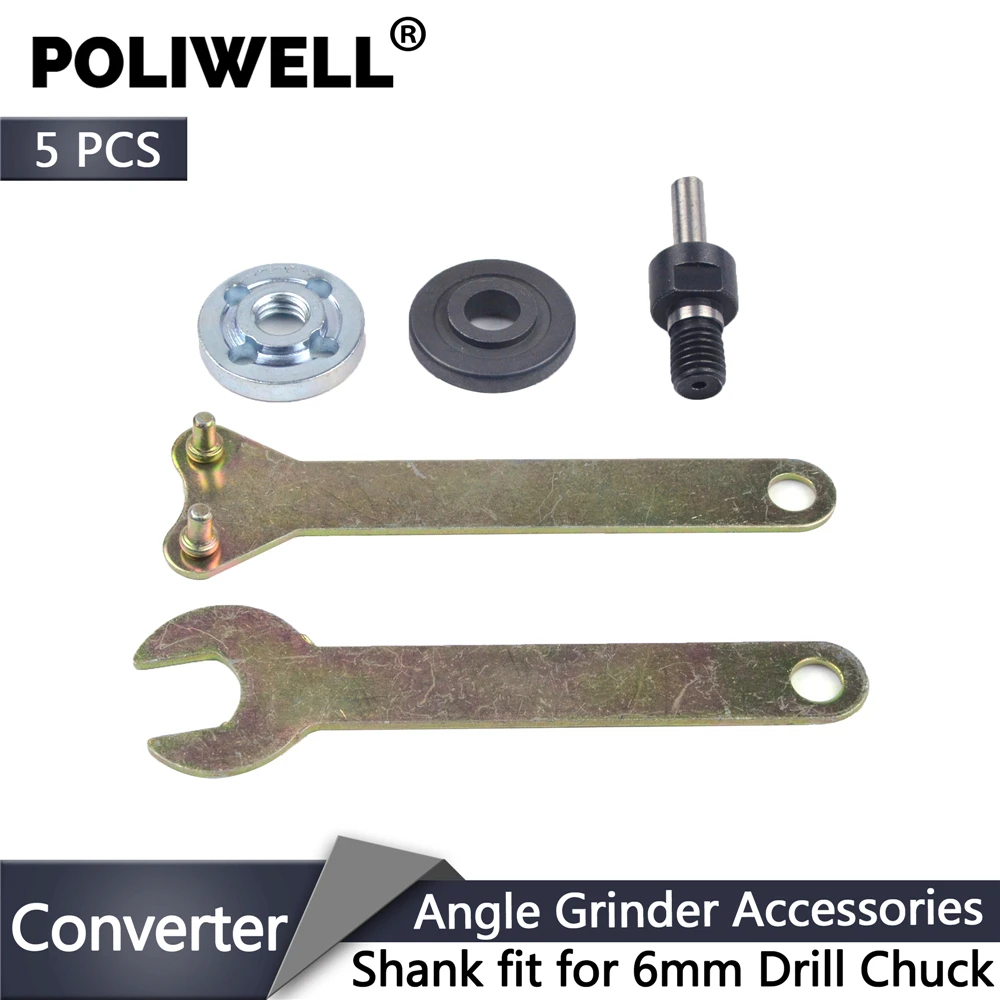 

POLIWELL 5PCS 6mm Electric Drill Converter Spindle Adapter Angle Grinder Polish Connecting Rod for Grinder Cut Off Wheels