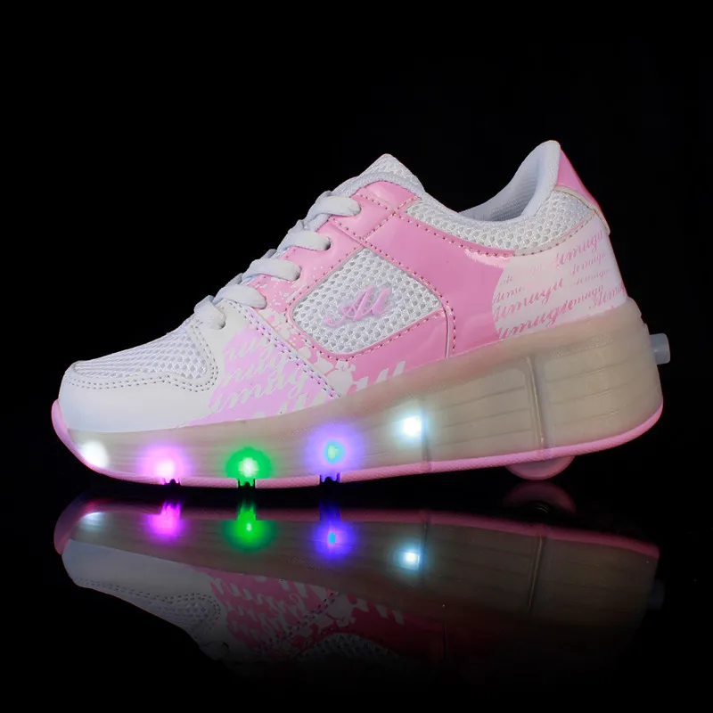 Кроссовки детские розовые/Золотые со светодиодсветильник кой на