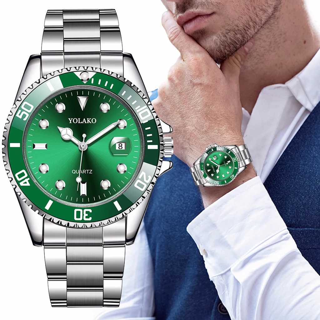 

YOLAKO Brand Men Stainless Steel Business Watches With Calendar Luxury Male Sport Watch Quartz Clock Relogio Masculino Hot Sale