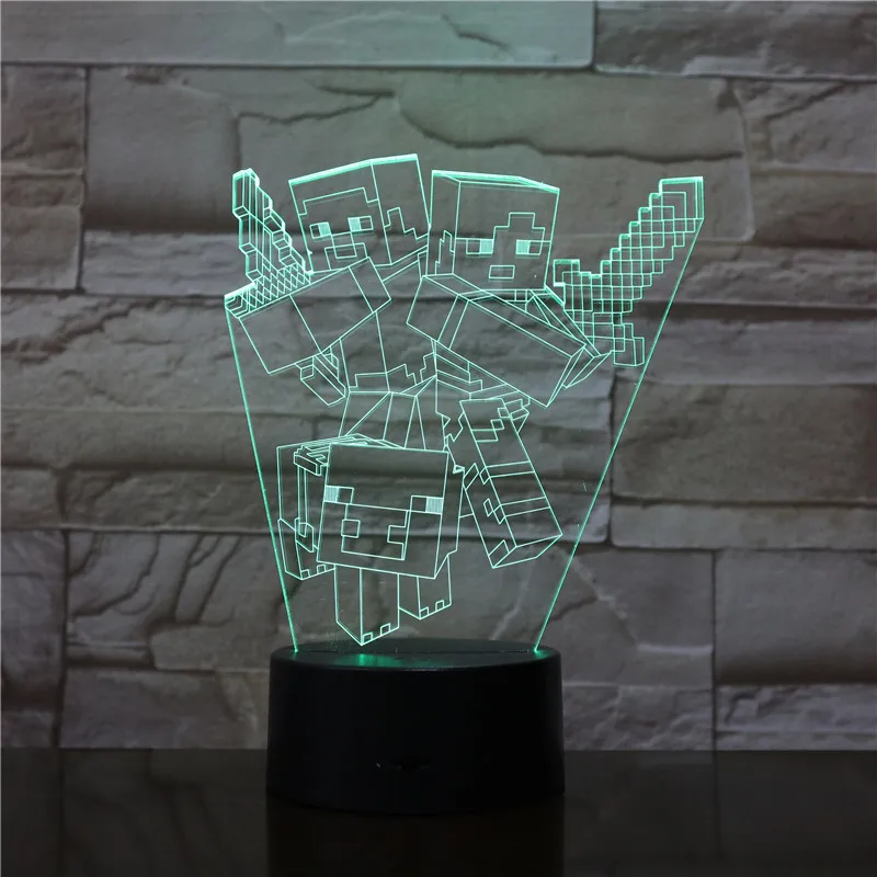 

Robert Character Minecraft Game Surrounding Prototype Plug in Lamp 3d Light LED 7 Color Changing USB Touch Dropshipping 2879