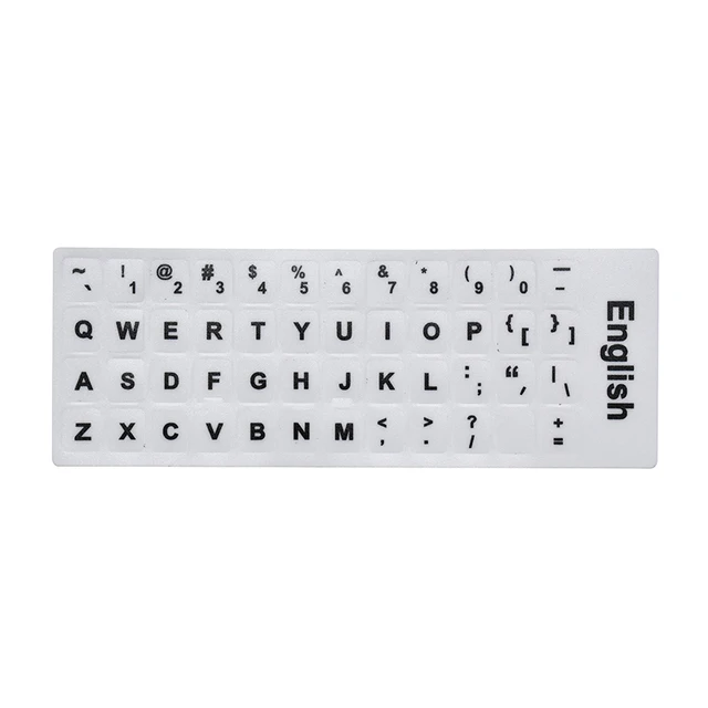 Russian French English Arabic Spanish Portuguese Hebrew Keyboard Stickers Letter Alphabet Layout Sticker For Laptop Desktop PC English-White