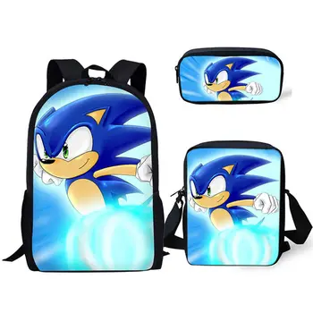 

Custom pattern 3pcs/set School Backpacks for Kids Cartoons Sonic Printing School Bags Children Primary Schoolbag Bookbags