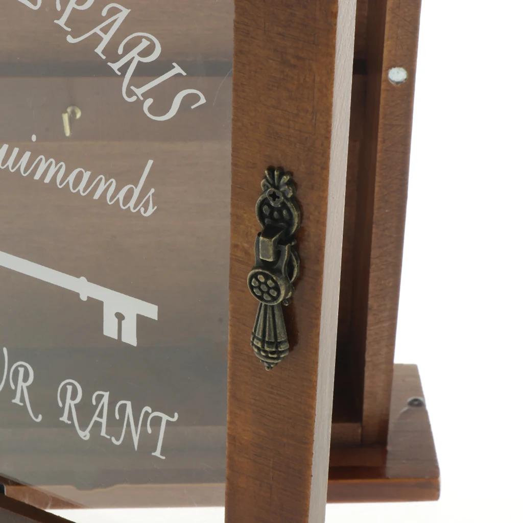 Vintage European Style Wooden Key Storage Cabinet Key Holder Box with Hanging Hooks 21x6x25cm lightweight