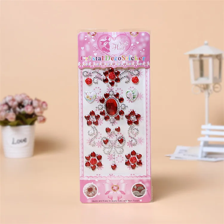 4  Acrylic Diamond 3d Stickers Diy Handmade Mobile Phone Shell Crafts Stickers Children's Sticker Shape Hand-Paste Rhinestone Sticker Jewelry Accessories