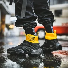 Уличные осенние военные ботинки в стиле хип-хоп; мужские сетчатые ботинки с пряжкой на ремешке; мужские высокие кроссовки на массивном каблуке; повседневная обувь на шнуровке для тенниса