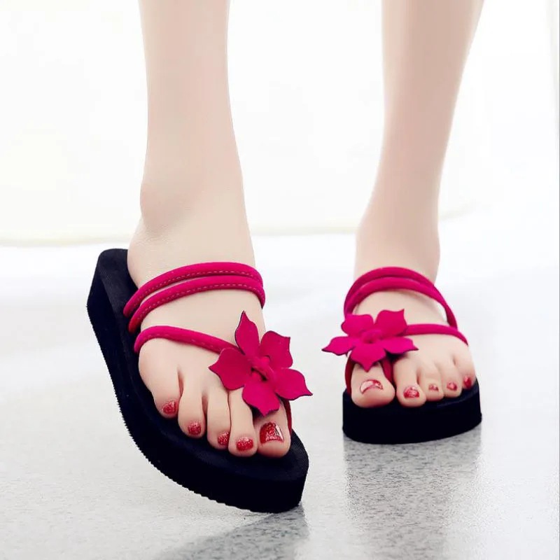 

Flat-bottomed flip-flops Non-slip sandals Flip flops 2019 summer wedge women slipper