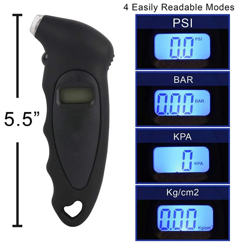 Манометр для шин 0-150PSI 0-10bar 0-1000KPA 0-10 кг/см подсветка Высокоточный цифровой контроль давления в шинах автомобильные шины Pres