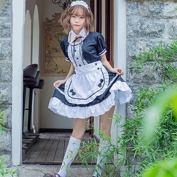 

Cute Maid Cosplay Costume Anime Kawaii Girl Lolita Dress Big Size Cafe Maid Uniform Sexy Lovely Suit Headress + Accessory 5XL