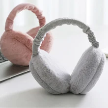 Складные теплые наушники из искусственного меха, Женская повязка на голову, складные зимние защитные наушники для ушей, теплые объемные наушники