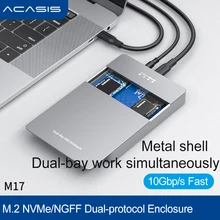 Acasis – boîtier de disque SSD, NVME/NGFF, SATA USB Type C 3.1 GEN, double baie, pour 2230/2242/2260/2280 