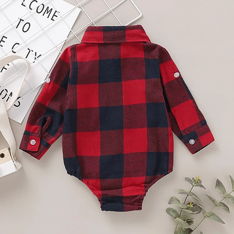 Autumn Infant Baby Girls Boys Long Sleeve Plaid Print Rompers Kids Bodysuit Jumpsuit Outfits Newest