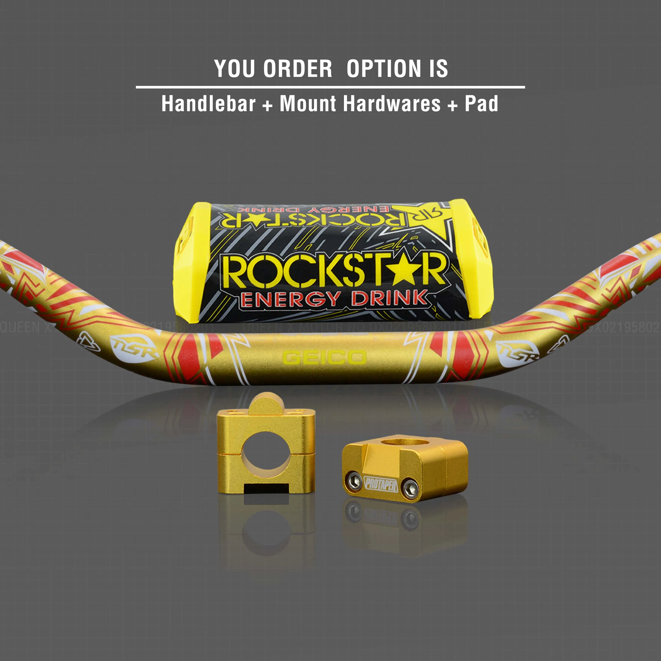 Руль для Pro Taper Pack Bar 1-1/" 6 дней Fatbar Колодки Ручки Pit Pro Racing Dirt Pit Bike мотоцикл с адаптер cnc - Цвет: Gold Combo3
