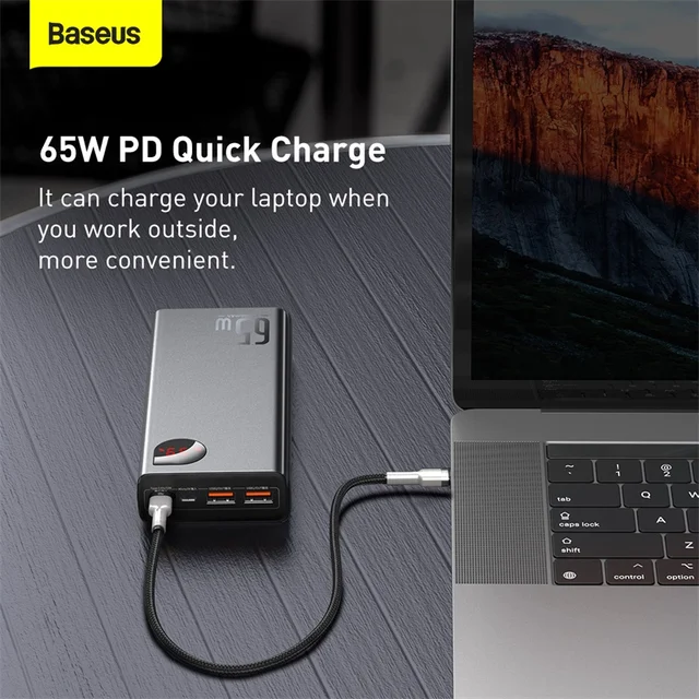 Baseus PD 65W Power Bank 30000mAh QC4.0 Portable Charging External Battery Charger PowerBank For iPhone Xiaomi Macbook PoverBank 3