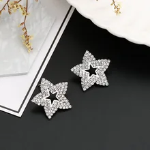 Минималистичные геометрические треугольные звезды, полные стразы, серьги-гвоздики для женщин, корейская мода, женские массивные Свадебные украшения