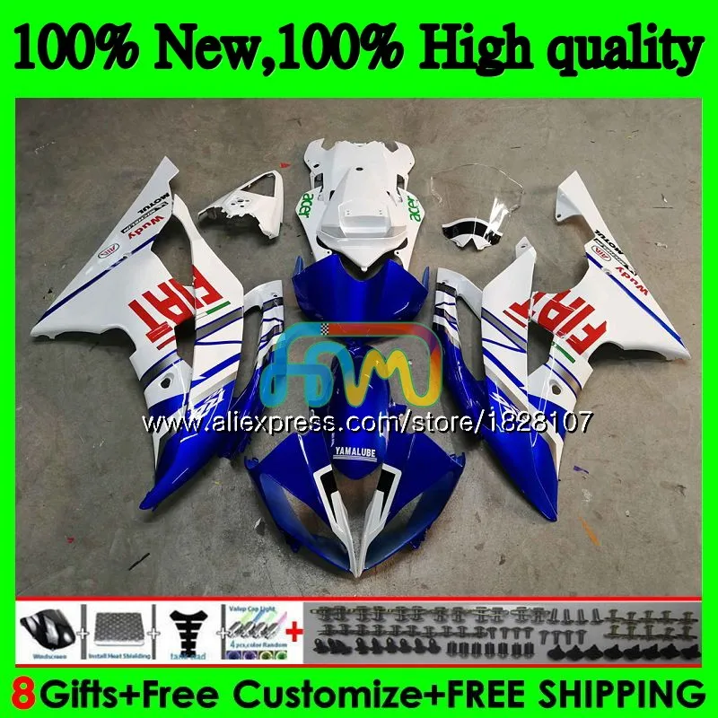 YZF-R6 для YAMAHA YZF600 YZF-600 сине-белые YZFR6 08 09, 10, 11, 12, 63BS. 26 YZF 600 R 6 YZF R6 2008 2009 2010 2011 2012 обтекатели