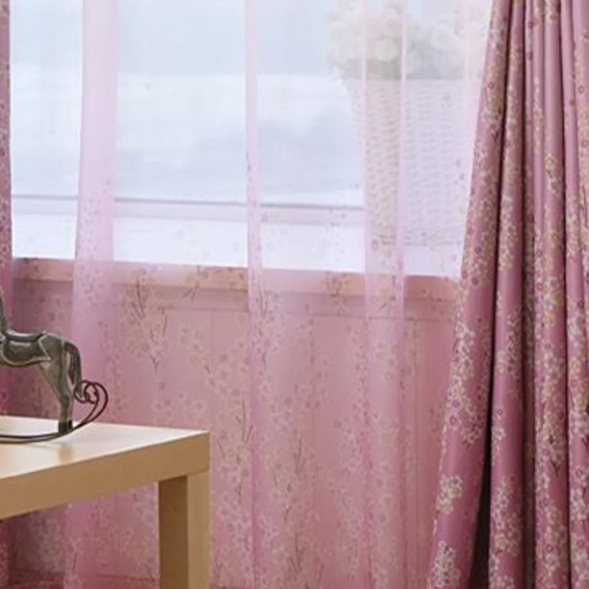 Pink Tulle Деревенский романтический розовый принт тенты окна шторы для гостиной столовой спальни синие Лавандовые тюлевые занавески - Цвет: Pink Tulle