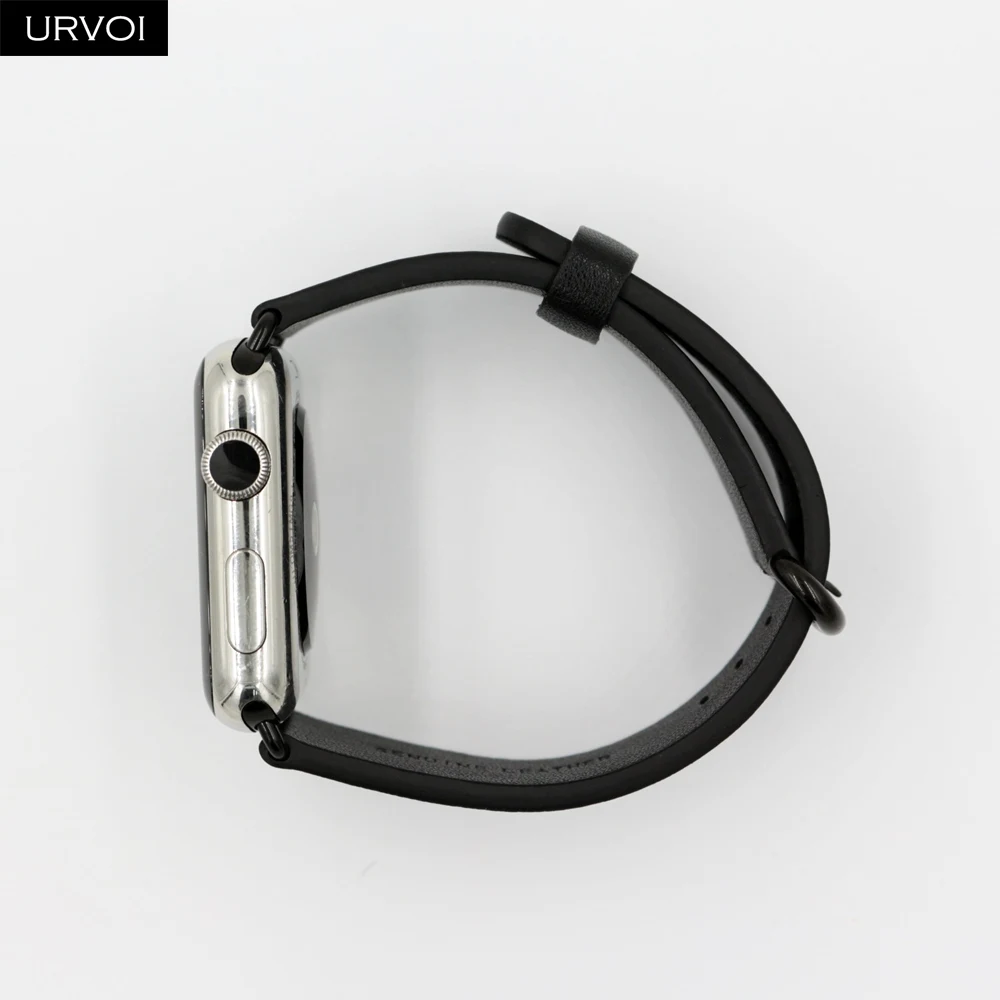 URVOI кожаный ремешок для apple watch 4 5 3 2 1 ремешок для iwatch 40 мм 44 мм Свифт кожа классическая Пряжка современный дизайн