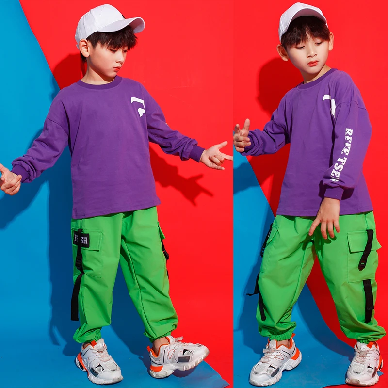 

Children Jazz Modern Dancing Costumes Sweatshirt Jogger Pants Kids Ballroom Hip Hop Dance wear Outfits Street Costumes Clothes
