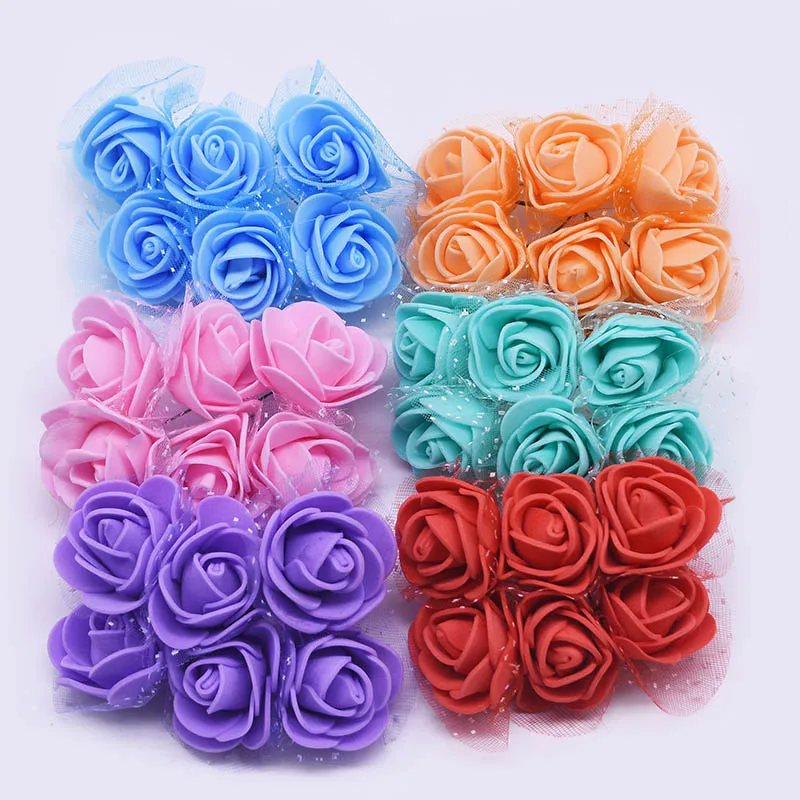 3.5cm Mini Artificial Rose Flower Heads Mixed PE Foam fake Flowers Bouquet DIY Scrapbooking Wreath Wedding home decorations