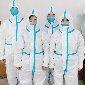 

Disposable Isolation Disinfection Suit Workshop Antibacterial Security Protective Clothes Dustproof Prevent Saliva Surgical Gown