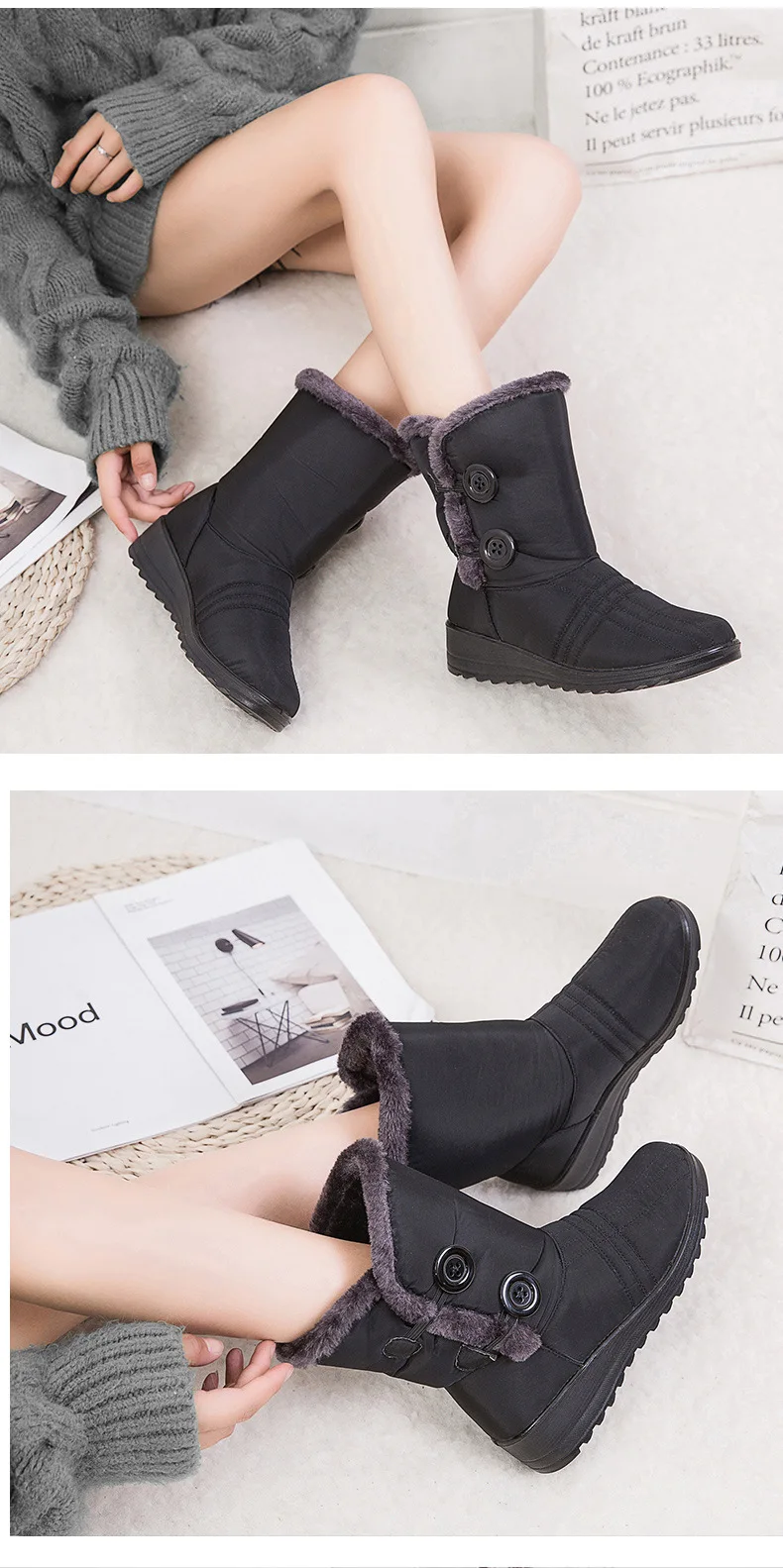 YWEEN/зимние женские ботинки; ботинки до середины икры; высокие водонепроницаемые женские зимние ботинки; женская плюшевая стелька; botas mujer invierno