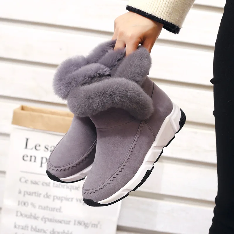 

Ankle Boots For Women Black Plush Warm Winter Causal Shoes Low Heel Snow Boots Botas Mujer shoes woman fg