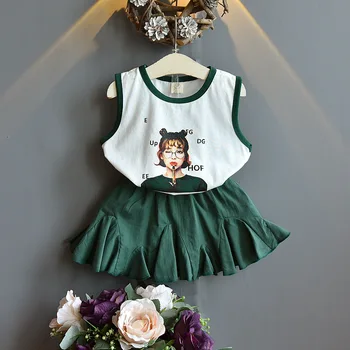 

Girls Clothes Summer Fashion Kids Suits for 2 3 4 5 6 7 Year Girl 2020 New Cotton T-shirt Skirt 2pcs Children Clothing Set