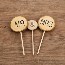 

3pcs/Set Mr Mrs Cake Topper The Most Popular Customized Wedding Vanlentines Anniversary Wooden Cake Toppers