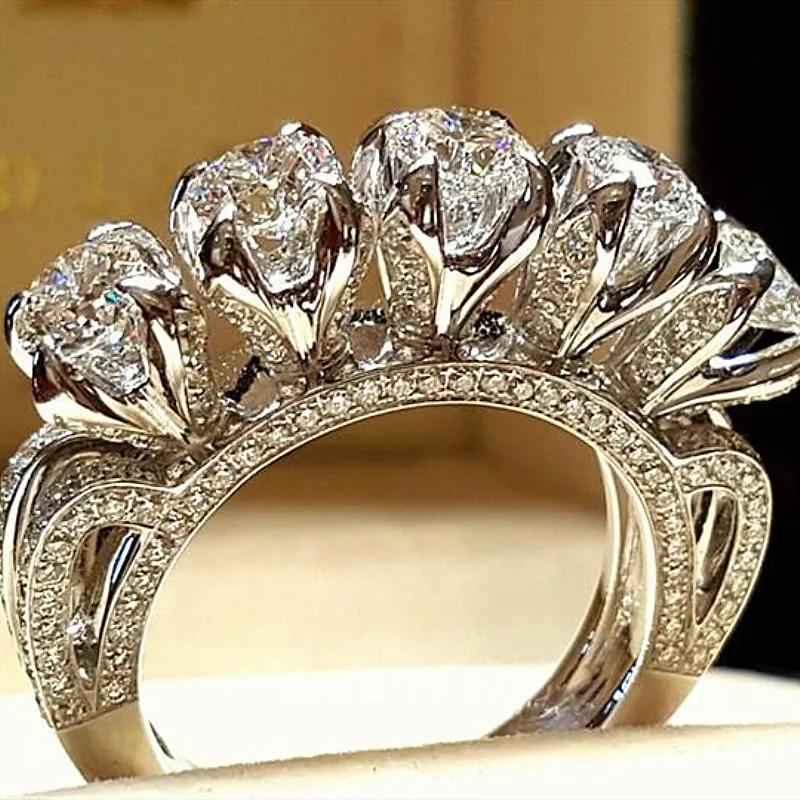 2 шт., свадебный набор, элегантные кольца для женщин, серебряного цвета, свадебные, Обручальные, модные ювелирные изделия с блестящим цирконием Cubiz, подарок для пары - Цвет основного камня: Style12
