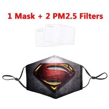 

Superman Mask PM2.5 Filter Reusable Mouth-Muffle Marvel Printing Anti Bacteria Proof Flu Mouth Mask Windproof Dust Face Masks