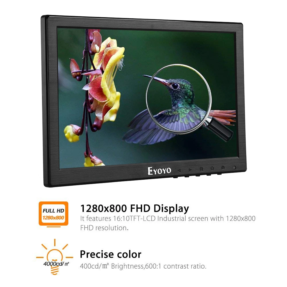 Eyoyo 10 1 Inch IPS LCD Monitor 1280x800 with HDMI VGA BNC AV Input for PC 4