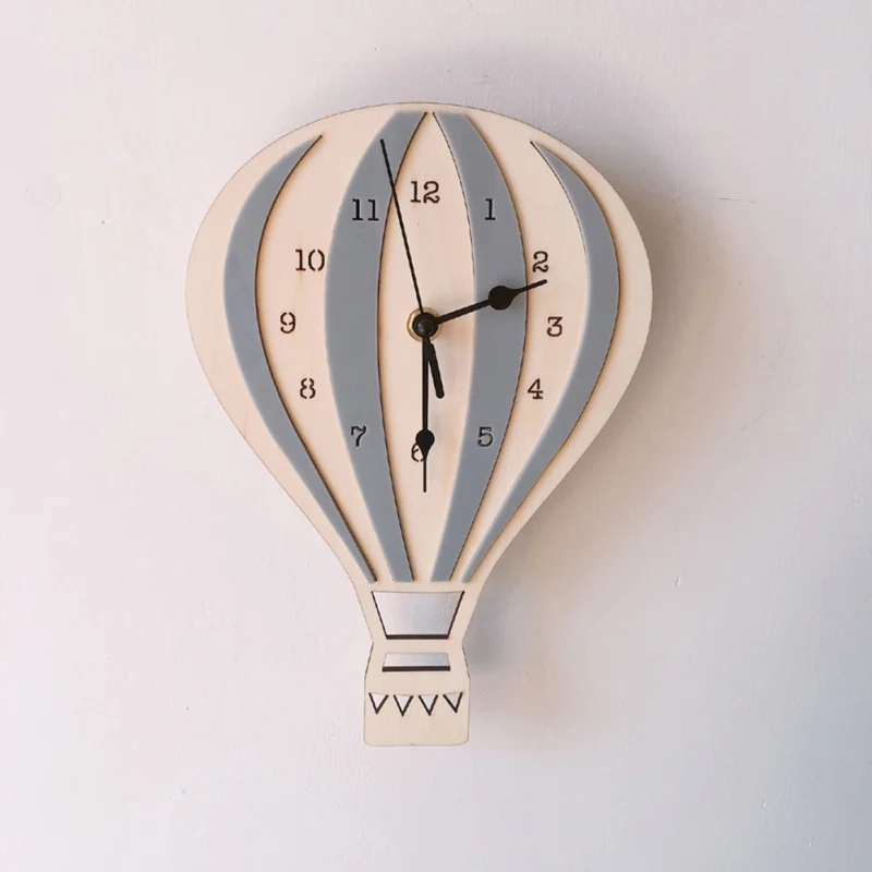 cheap Nordic style children cartoon hot air balloon clock mute clock room cute wall clock children unique gifts home decorations